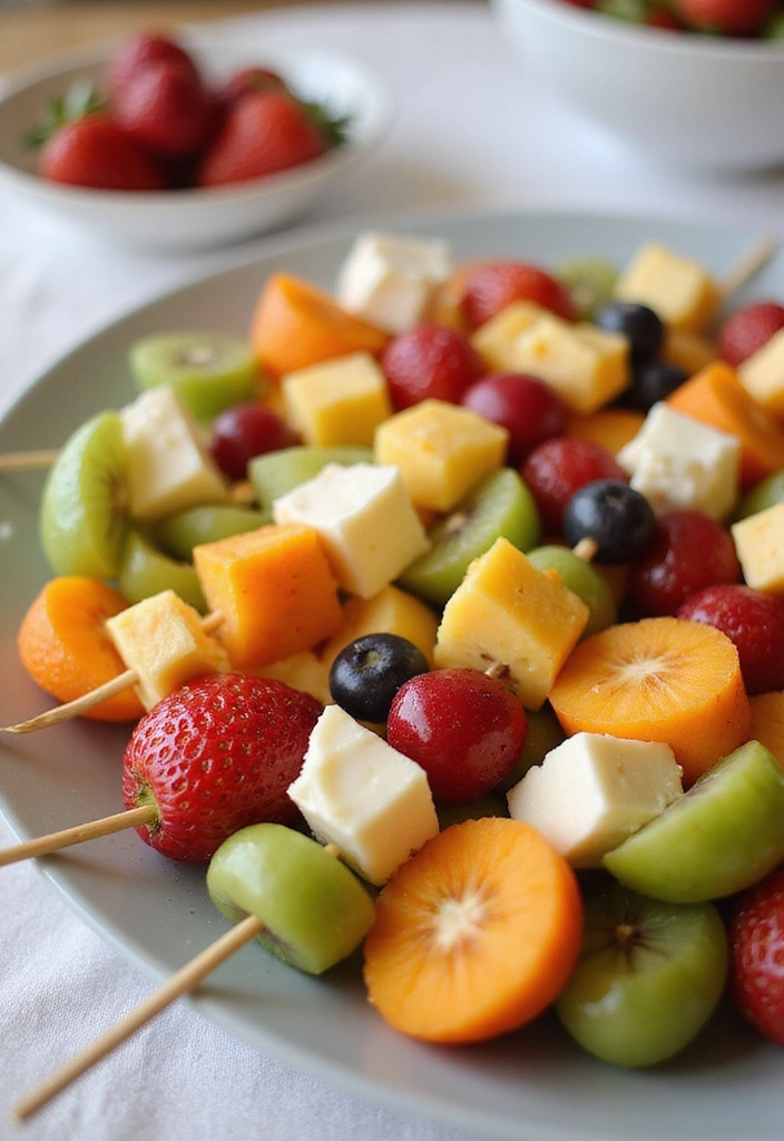 18 Healthy Snacks Your Kids Will Actually Want to Eat (Number 8 Is a Game-Changer!) - 16. Fruit and Cheese Kabobs