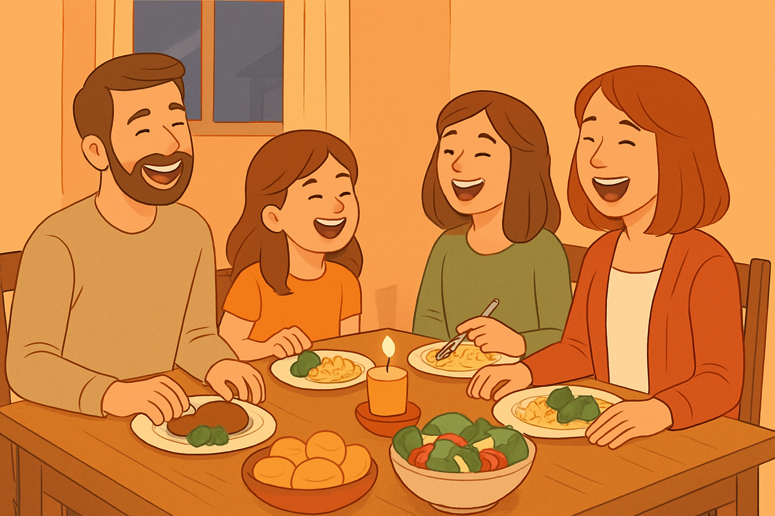 Family having dinner together connecting